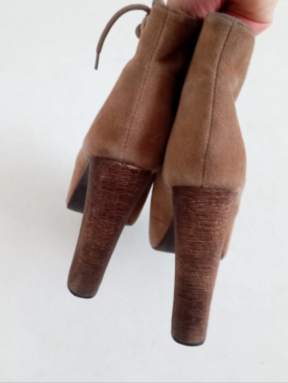 Jeffrey Campbell tan brown suede leather lace-up platform ankle booties - Picture 9 of 14